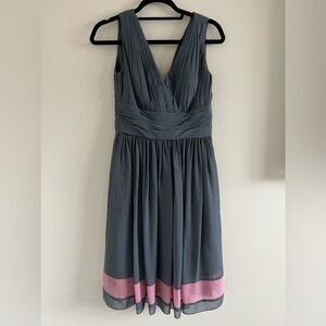 Wtoo Grey Dress with Pink Trim Women’s Size 6 Elegant Cocktail Dress